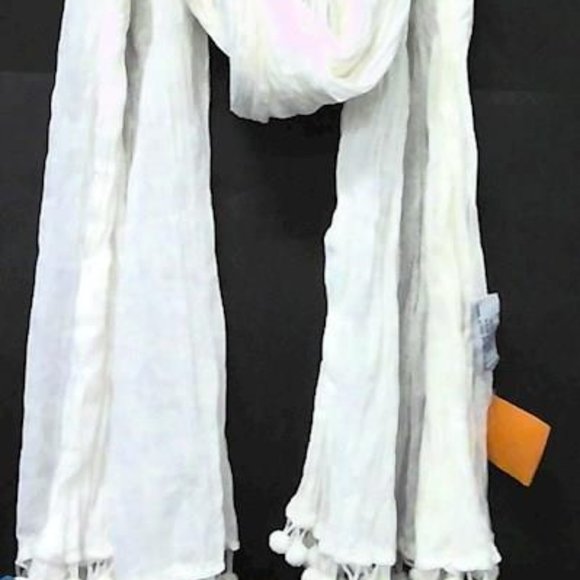 Tory Burch White Cotton Scarf - Picture 5 of 8